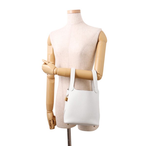 エルメス ハンドバッグ ピコタンロックPM グリスペール/ゴールド金具　トリヨンクレマンス K刻印 白