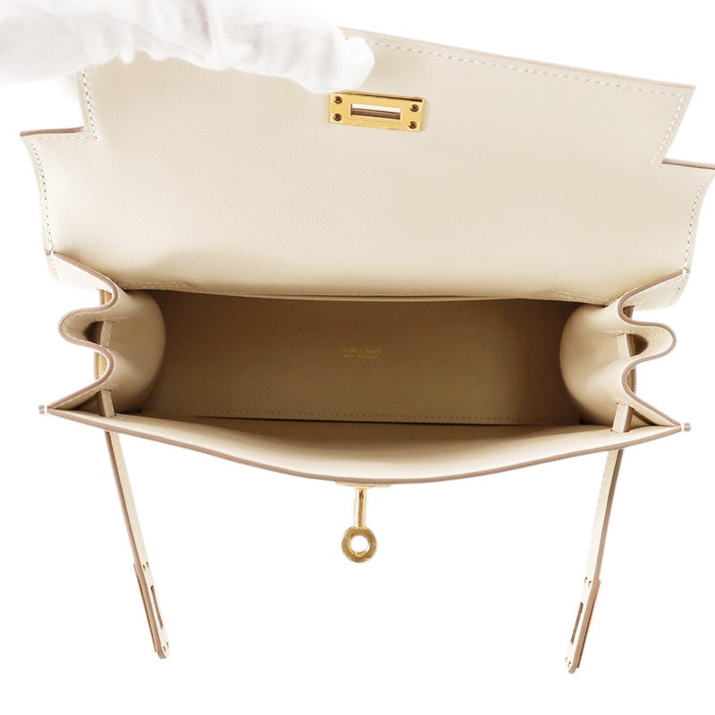 エルメス ショルダーバッグ ケリーダンス2 クレ/ゴールド金具 スイフト K刻印 クラッチバッグ