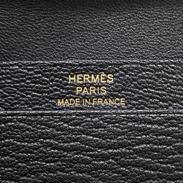 エルメス カードケース ベアン ミニ ブラック/ゴールド金具 シェブルミゾル Y刻印 HERMES 名刺入れ 黒