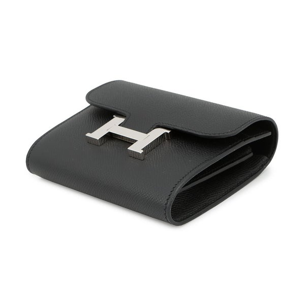 エルメス 財布 コンスタンス コンパクト ブラック/シルバー金具 エプソン □N刻印 HERMES 財布 黒