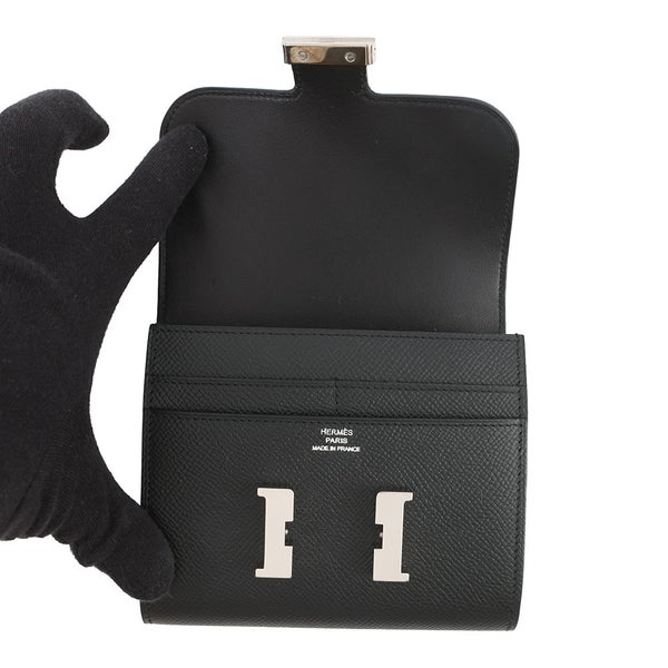 エルメス 財布 コンスタンス コンパクト ブラック/シルバー金具 エプソン □N刻印 HERMES 財布 黒