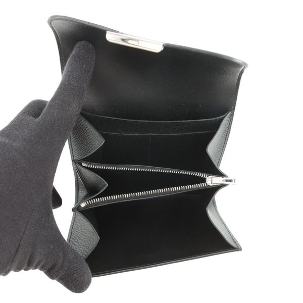エルメス 財布 コンスタンス コンパクト ブラック/シルバー金具 エプソン □N刻印 HERMES 財布 黒