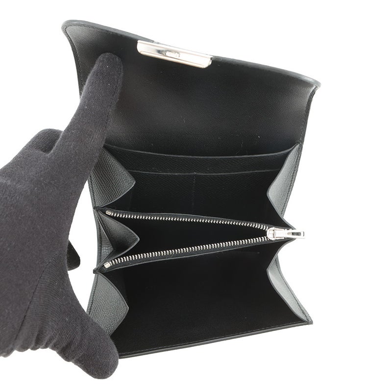 エルメス 財布 コンスタンス コンパクト ブラック/シルバー金具 エプソン □N刻印 HERMES 財布 黒