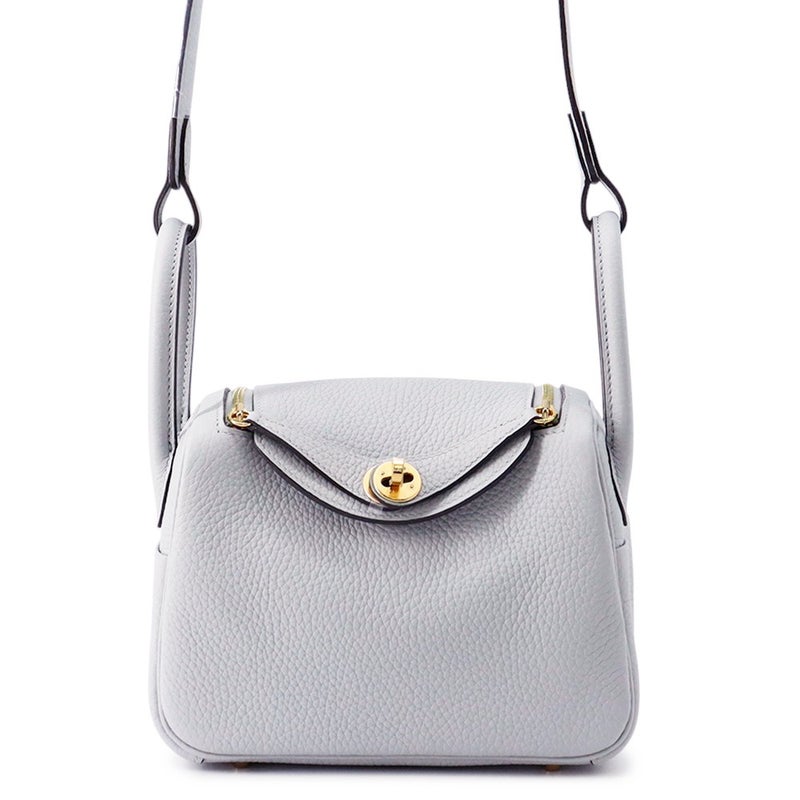 エルメス ハンドバッグ リンディ ミニ ブルーグラシエ/ゴールド金具 トリヨンクレマンス K刻印 ２wayショルダー