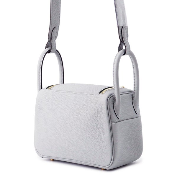 エルメス ハンドバッグ リンディ ミニ ブルーグラシエ/ゴールド金具 トリヨンクレマンス K刻印 ２wayショルダー