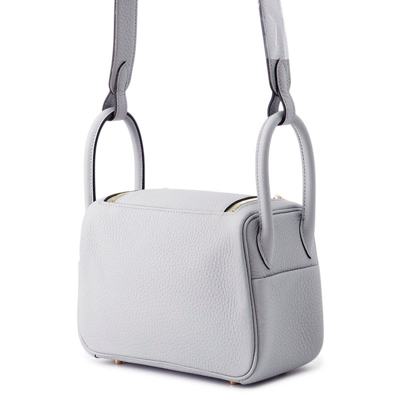 エルメス ハンドバッグ リンディ ミニ ブルーグラシエ/ゴールド金具 トリヨンクレマンス K刻印 ２wayショルダー