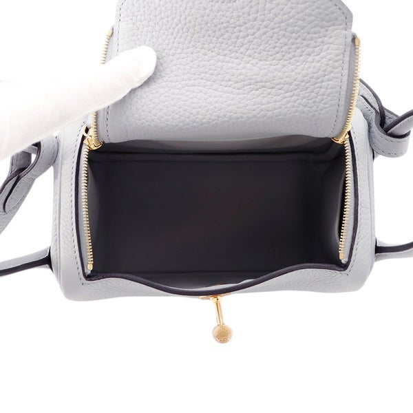 エルメス ハンドバッグ リンディ ミニ ブルーグラシエ/ゴールド金具 トリヨンクレマンス K刻印 ２wayショルダー