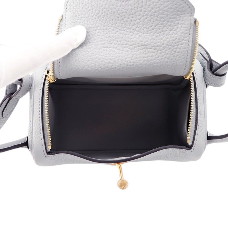 エルメス ハンドバッグ リンディ ミニ ブルーグラシエ/ゴールド金具 トリヨンクレマンス K刻印 ２wayショルダー