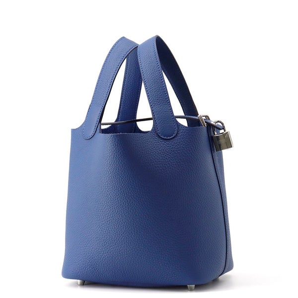 エルメス ハンドバッグ ピコタンロックPM ブルータイ/シルバー金具 トリヨンクレマンス K刻印