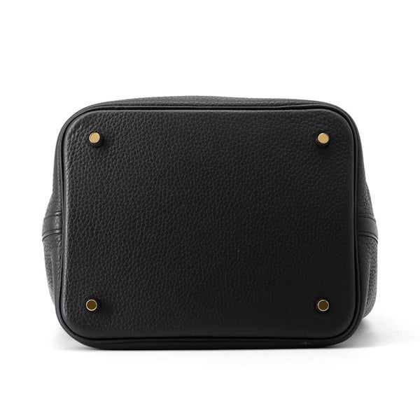 エルメス ハンドバッグ ピコタンロックMM ブラック/ゴールド金具 トリヨンクレマンス/アリゲーターマット Y刻印 黒