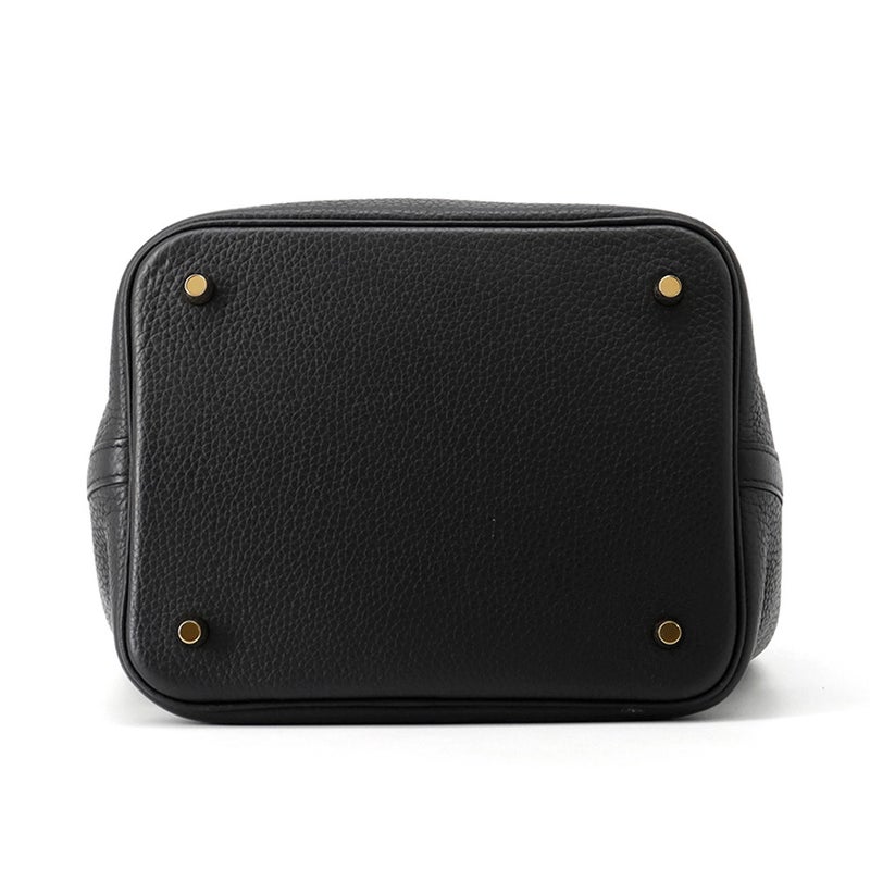 エルメス ハンドバッグ ピコタンロックMM ブラック/ゴールド金具 トリヨンクレマンス/アリゲーターマット Y刻印 黒