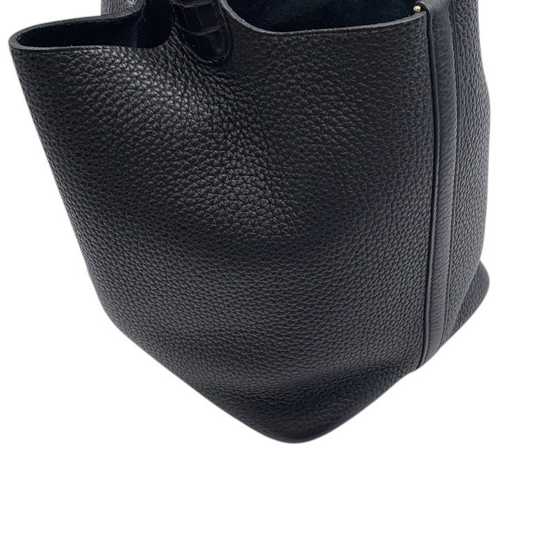 エルメス ハンドバッグ ピコタンロックMM ブラック/ゴールド金具 トリヨンクレマンス/アリゲーターマット Y刻印 黒