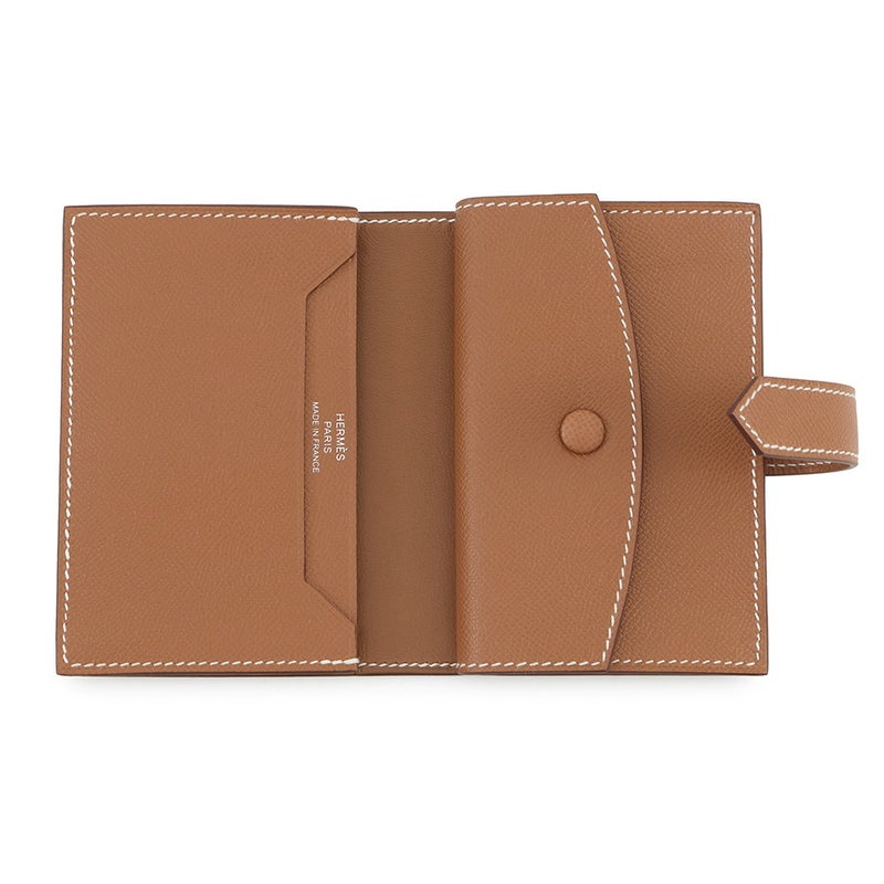 エルメス カードケース ベアン ミニ 小銭入れ付き ゴールド/シルバー金具 ヴォーマダム G刻印