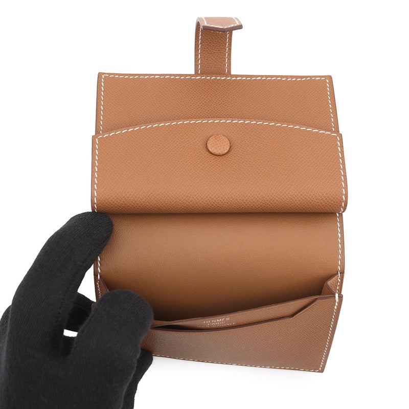 エルメス カードケース ベアン ミニ 小銭入れ付き ゴールド/シルバー金具 ヴォーマダム G刻印