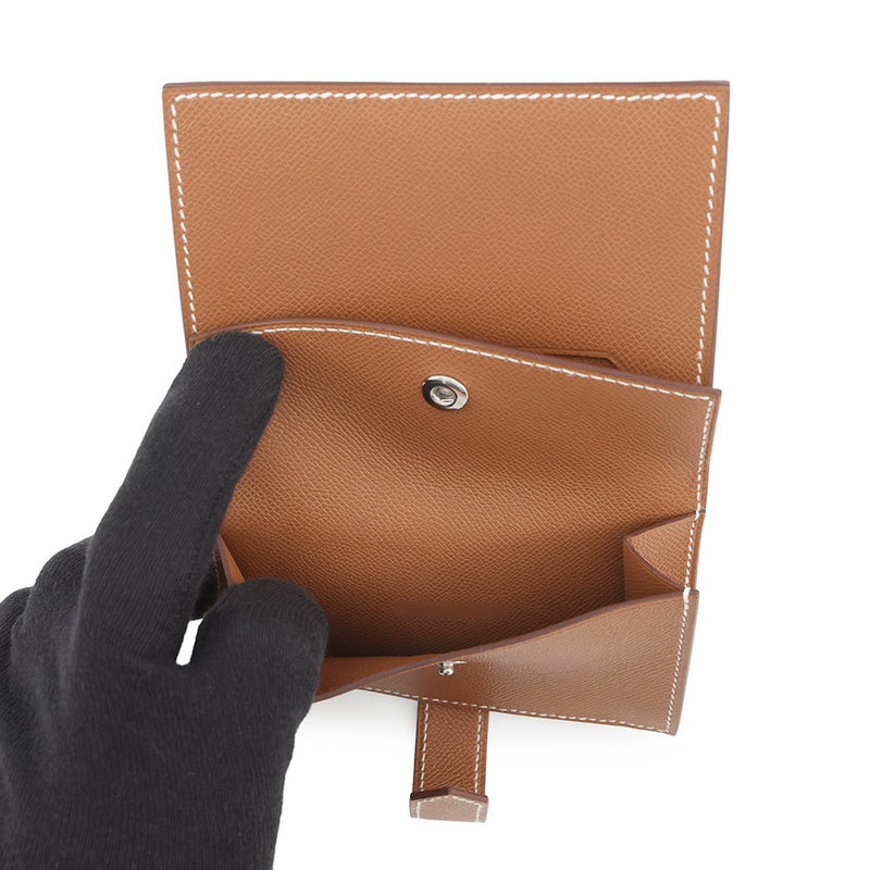 エルメス カードケース ベアン ミニ 小銭入れ付き ゴールド/シルバー金具 ヴォーマダム G刻印