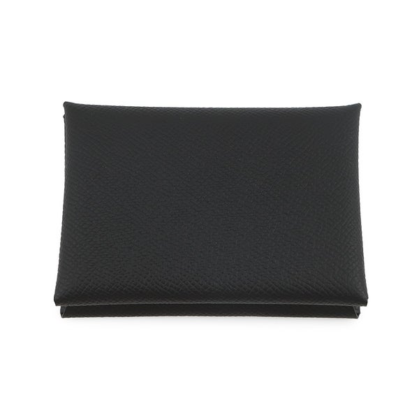 エルメス コインケース カルヴィ デュオ ブラック/シルバー金具 エプソン G刻印 財布 黒
