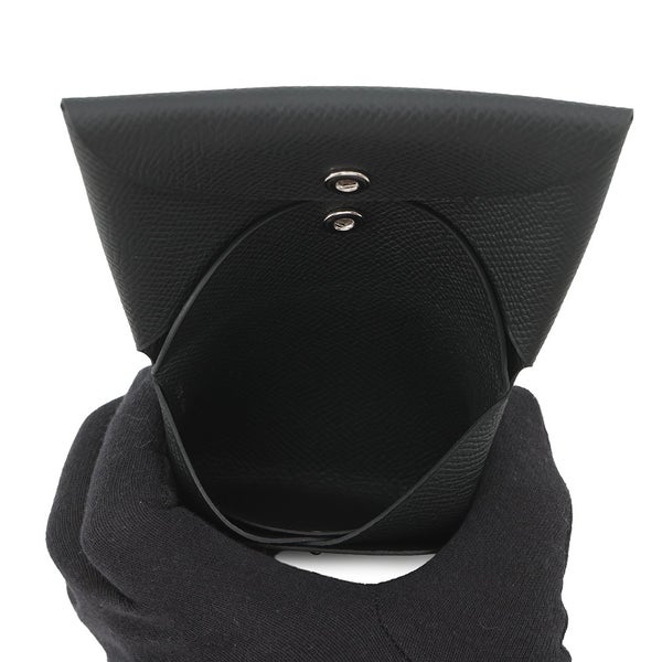 エルメス コインケース カルヴィ デュオ ブラック/シルバー金具 エプソン G刻印 財布 黒