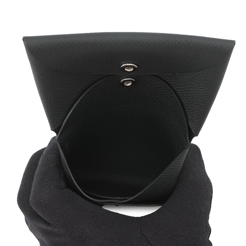 エルメス コインケース カルヴィ デュオ ブラック/シルバー金具 エプソン G刻印 財布 黒