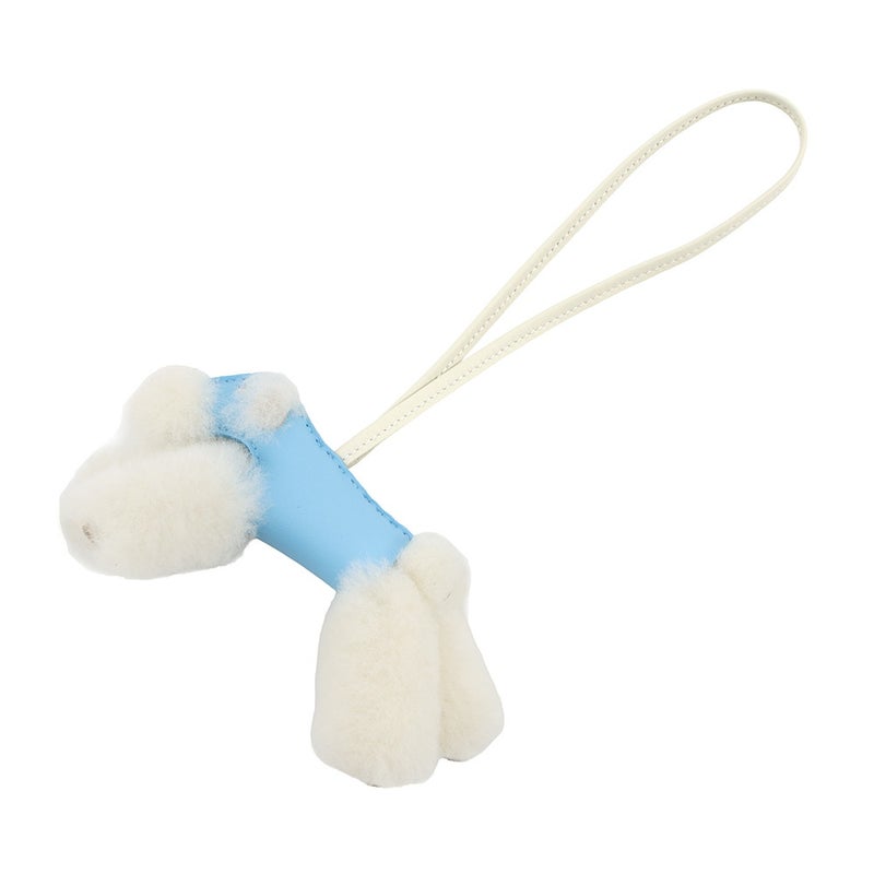 エルメス バッグチャーム バディ セレステ/クレ ラムスキン/ムートン K刻印 HERMES チャーム