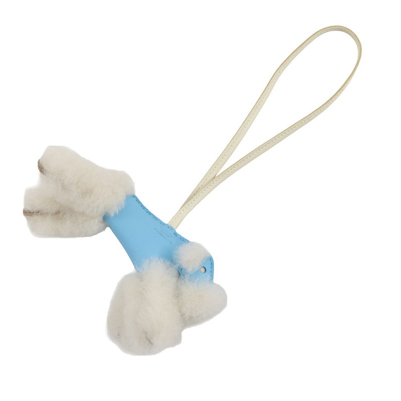 エルメス バッグチャーム バディ セレステ/クレ ラムスキン/ムートン K刻印 HERMES チャーム