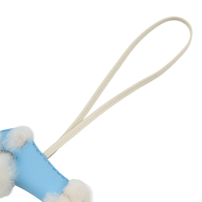 エルメス バッグチャーム バディ セレステ/クレ ラムスキン/ムートン K刻印 HERMES チャーム