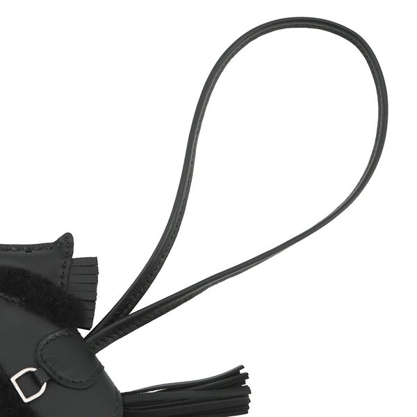 エルメス バッグチャーム ロデオPM ロベオ プラッシュ ブラック ラムスキン/ムートン G刻印 HERMES チャーム 黒