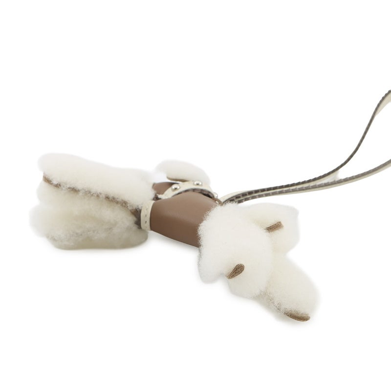 エルメス バッグチャーム バディ エピック エトゥープ/クレ/シルバー金具 ラムスキン/ムートン K刻印