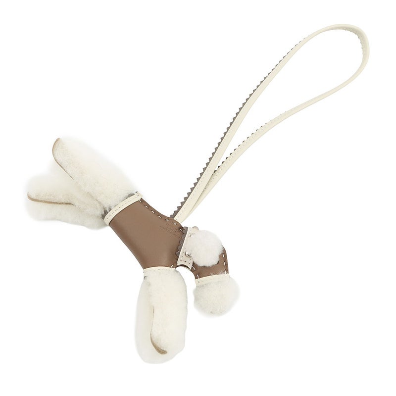 エルメス バッグチャーム バディ エピック エトゥープ/クレ/シルバー金具 ラムスキン/ムートン K刻印