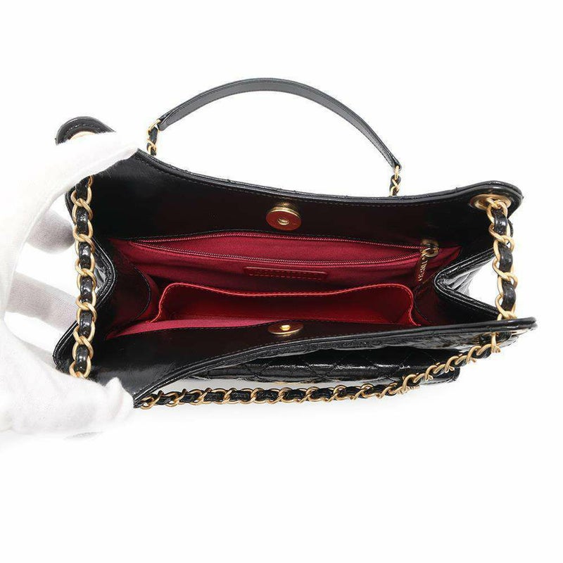 シャネル チェーンショルダーバッグ マトラッセ ココマーク シャイニークランプルカーフレザー AS4322 CHANEL 2way 黒