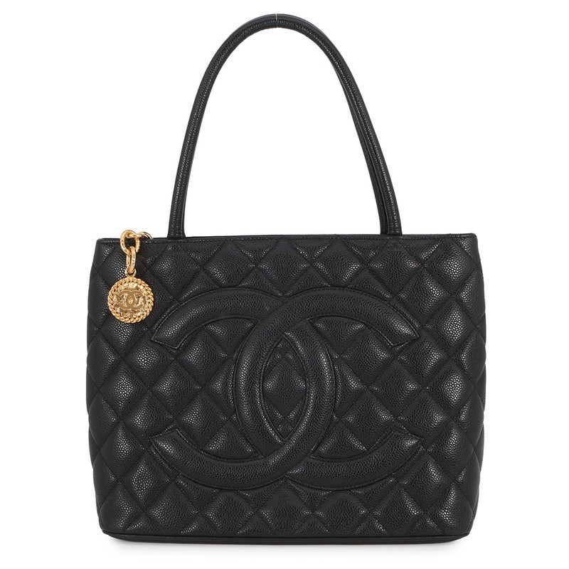 シャネル トートバッグ 復刻トート ココマーク マトラッセ キルティング キャビアスキン A01804 CHANEL 黒