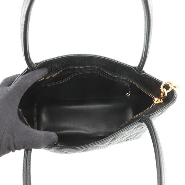 シャネル トートバッグ 復刻トート ココマーク マトラッセ キルティング キャビアスキン A01804 CHANEL 黒