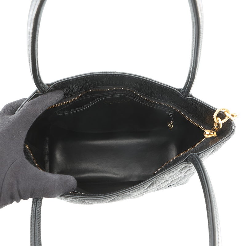 シャネル トートバッグ 復刻トート ココマーク マトラッセ キルティング キャビアスキン A01804 CHANEL 黒