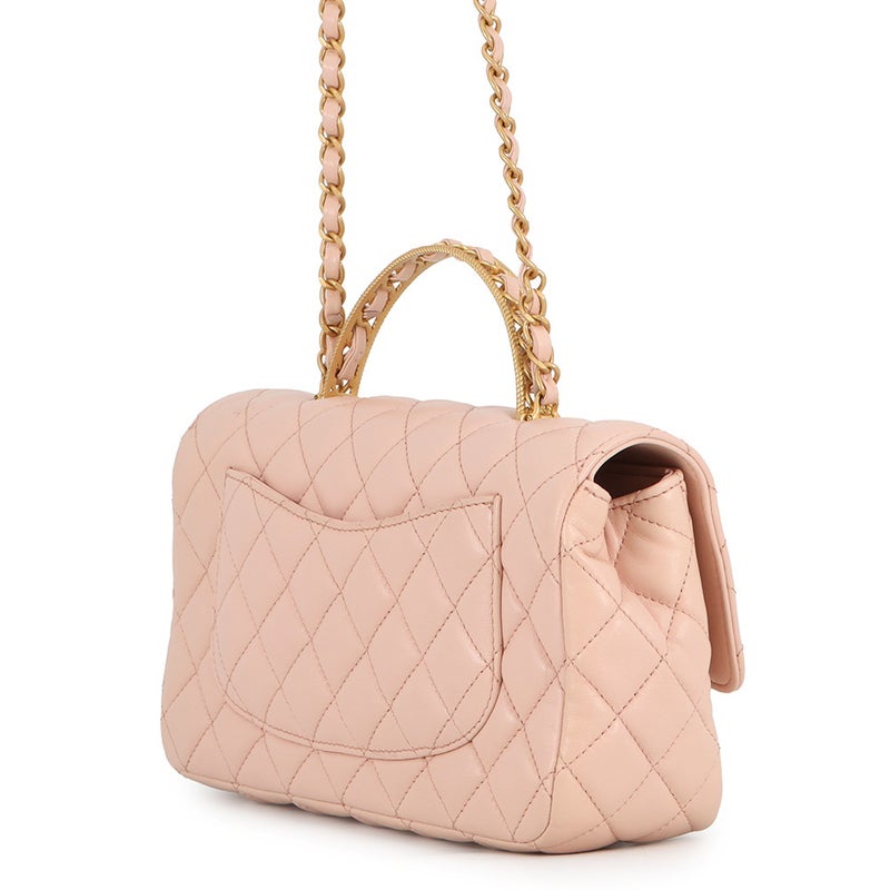 シャネル チェーンショルダーバッグ トップハンドル マトラッセ ココマーク ラムスキン AS4408 CHANEL