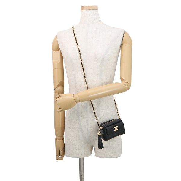 シャネル チェーンショルダーバッグ マトラッセ ミニ ココマーク キャビアスキン AP4744 CHANEL ミニバッグ 黒