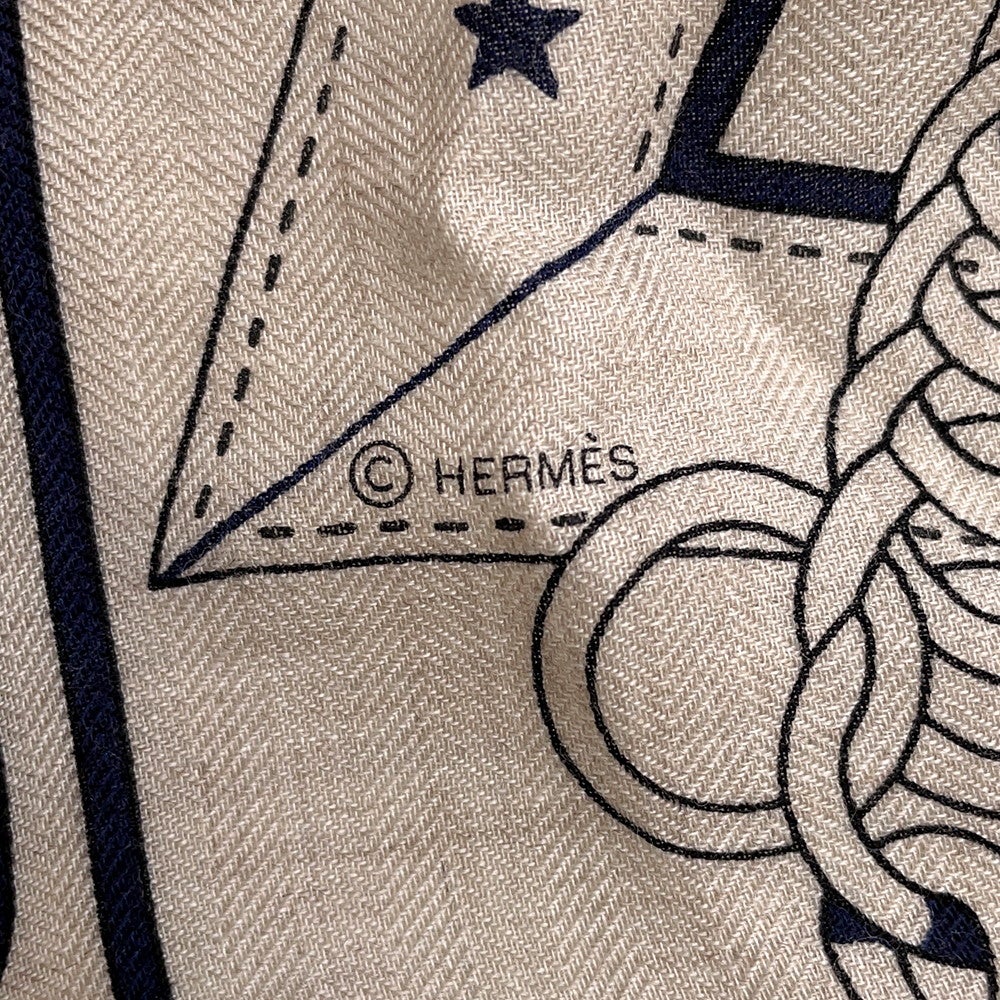 エルメス HERMES ストール ショール カレ140 CARRE カシミヤ シルク ナチュラル×ヴェール×ブラック 【LA PROMENADE DU MATIN/朝の散歩】  【箱】【中古】 エルメス HERMES ストール ショール カレ140 CARRE カシミヤ シルク