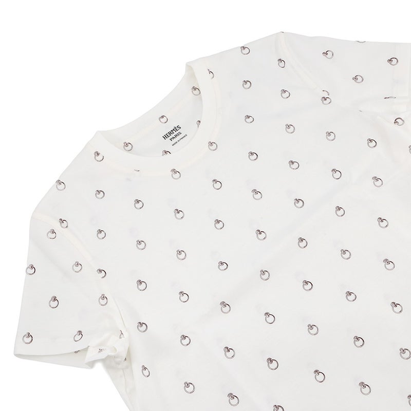 エルメス Tシャツ アノー・フィネス プリント コットン レディースサイズ42 HERMES トップス 白