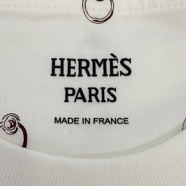 エルメス Tシャツ アノー・フィネス プリント コットン レディースサイズ42 HERMES トップス 白