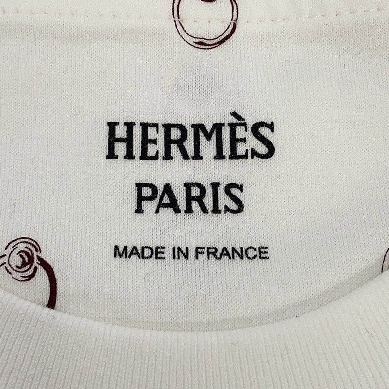エルメス Tシャツ アノー・フィネス プリント コットン レディースサイズ42 HERMES トップス 白