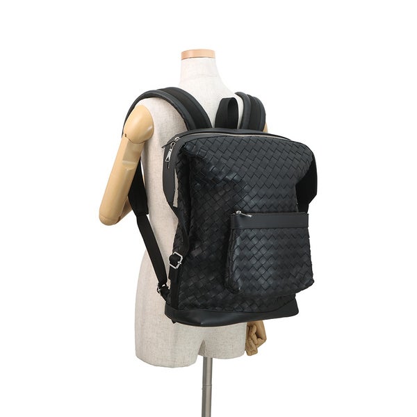 ボッテガヴェネタ リュック イントレチャート バックパック レザー 653118 BOTTEGA VENETA 黒 メンズ
