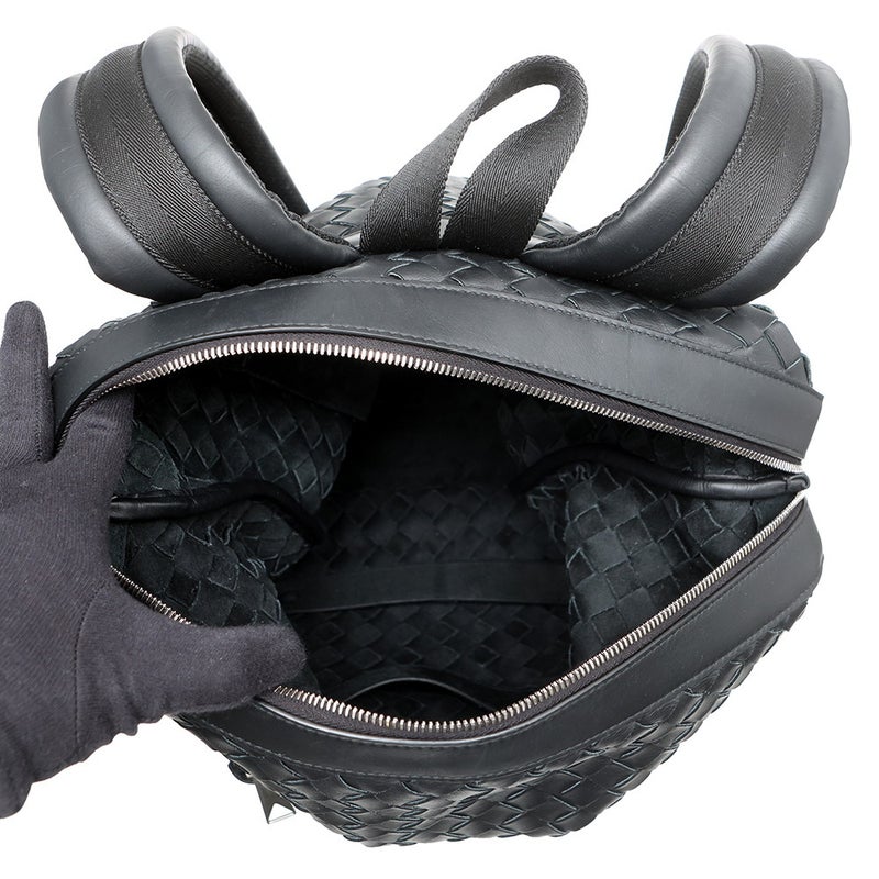 ボッテガヴェネタ リュック イントレチャート バックパック レザー 653118 BOTTEGA VENETA 黒 メンズ