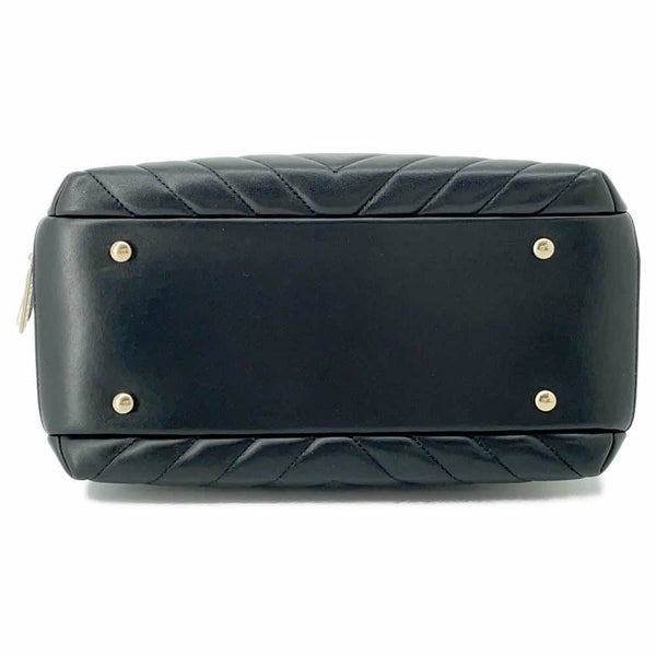 シャネル ハンドバッグ シェブロン ココマーク ボーリングバッグ ラムスキン CHANEL 2way 黒