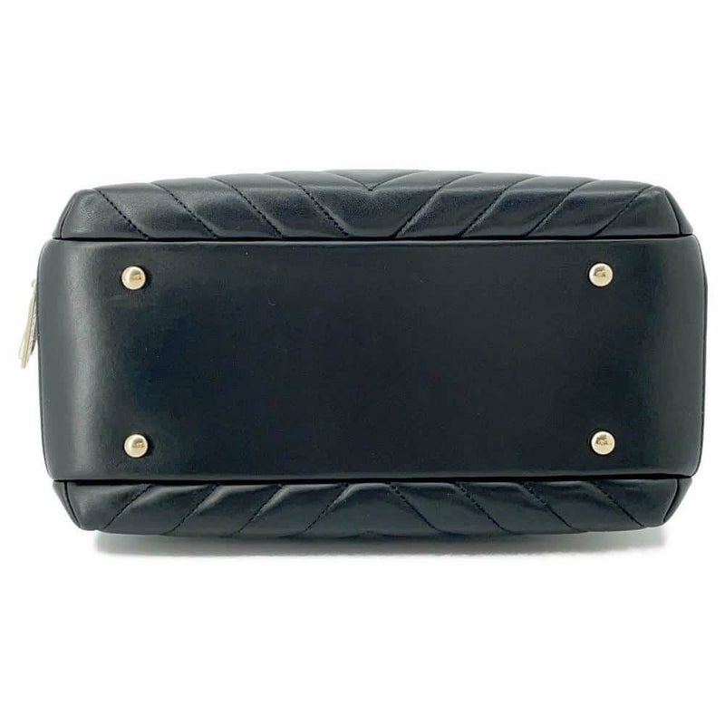 シャネル ハンドバッグ シェブロン ココマーク ボーリングバッグ ラムスキン CHANEL 2way 黒