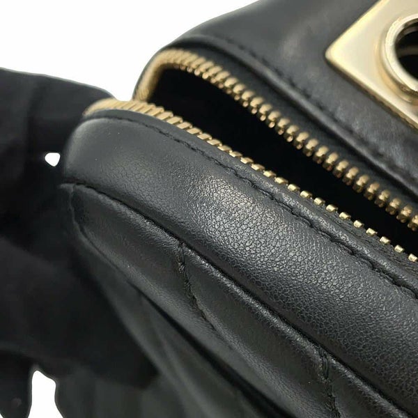 シャネル ハンドバッグ シェブロン ココマーク ボーリングバッグ ラムスキン CHANEL 2way 黒