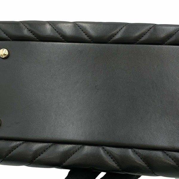 シャネル ハンドバッグ シェブロン ココマーク ボーリングバッグ ラムスキン CHANEL 2way 黒