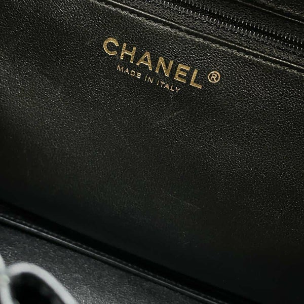シャネル ハンドバッグ シェブロン ココマーク ボーリングバッグ ラムスキン CHANEL 2way 黒