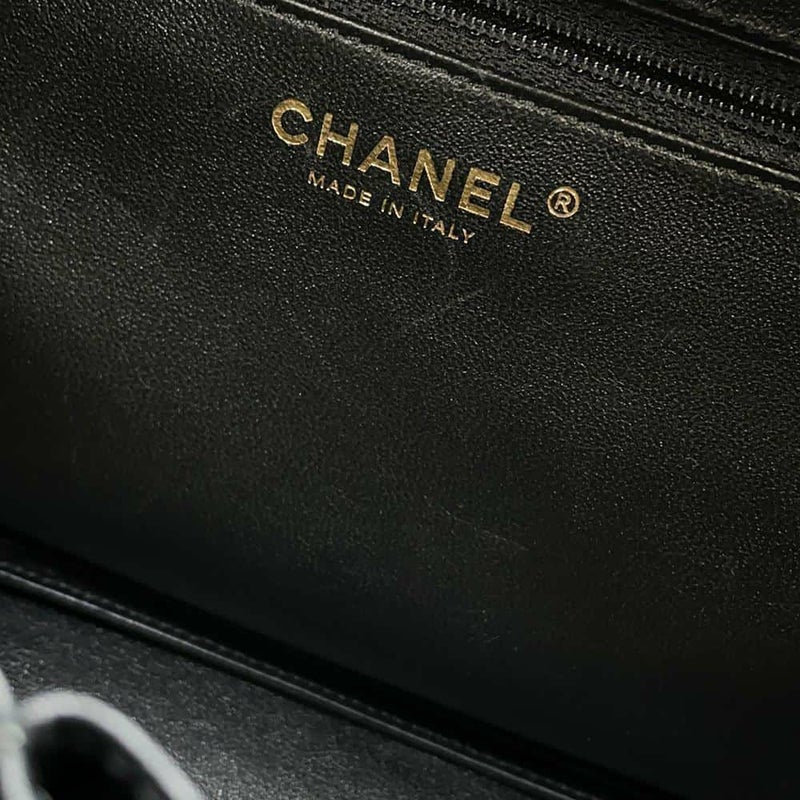 シャネル ハンドバッグ シェブロン ココマーク ボーリングバッグ ラムスキン CHANEL 2way 黒
