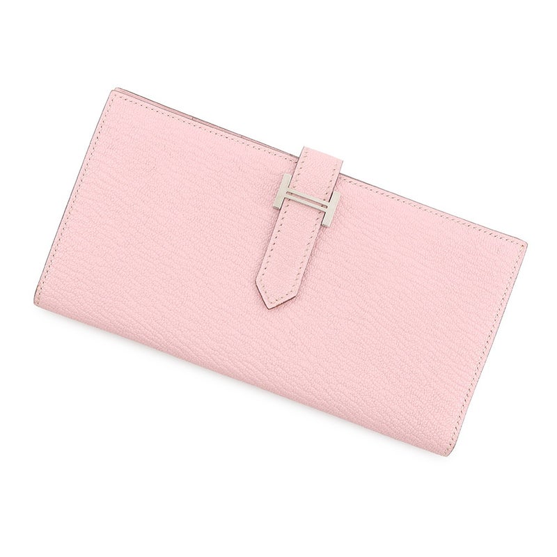 エルメス 長財布 ベアンスフレ ローズサクラ/シルバー金具 シェブルミゾル T刻印 財布