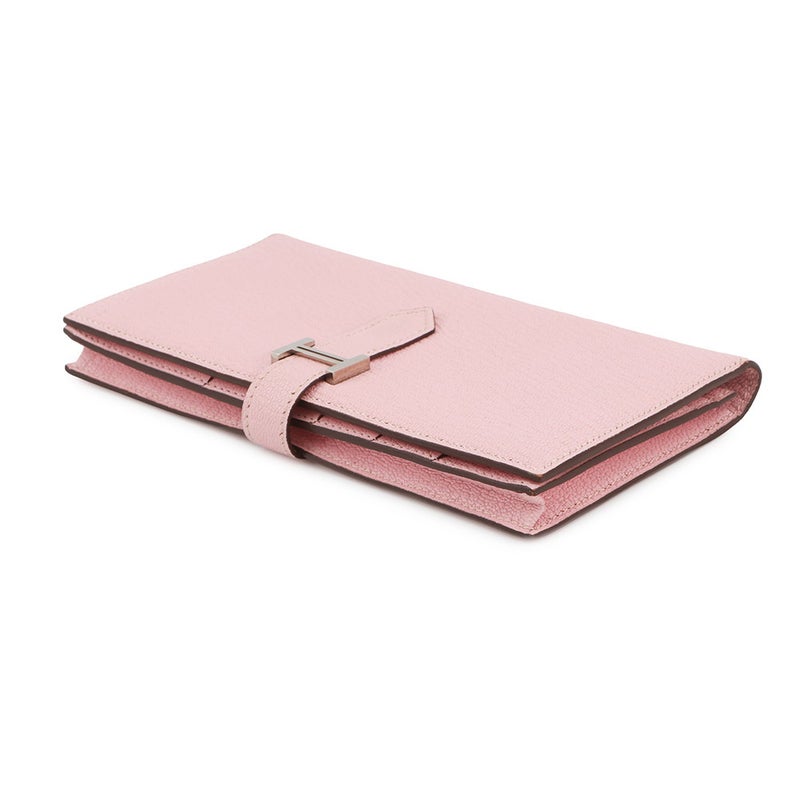 エルメス 長財布 ベアンスフレ ローズサクラ/シルバー金具 シェブルミゾル T刻印 財布