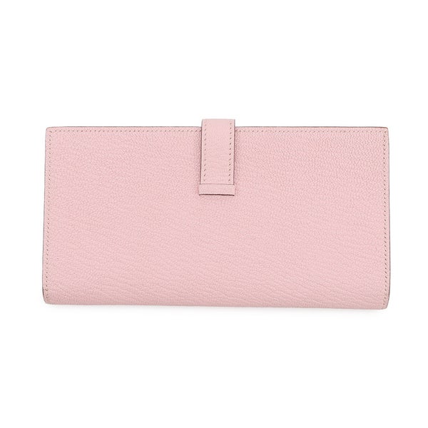 エルメス 長財布 ベアンスフレ ローズサクラ/シルバー金具 シェブルミゾル T刻印 財布