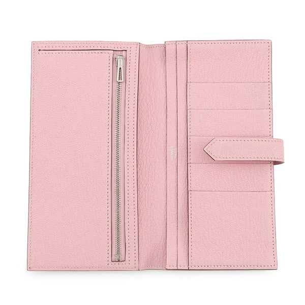 エルメス 長財布 ベアンスフレ ローズサクラ/シルバー金具 シェブルミゾル T刻印 財布